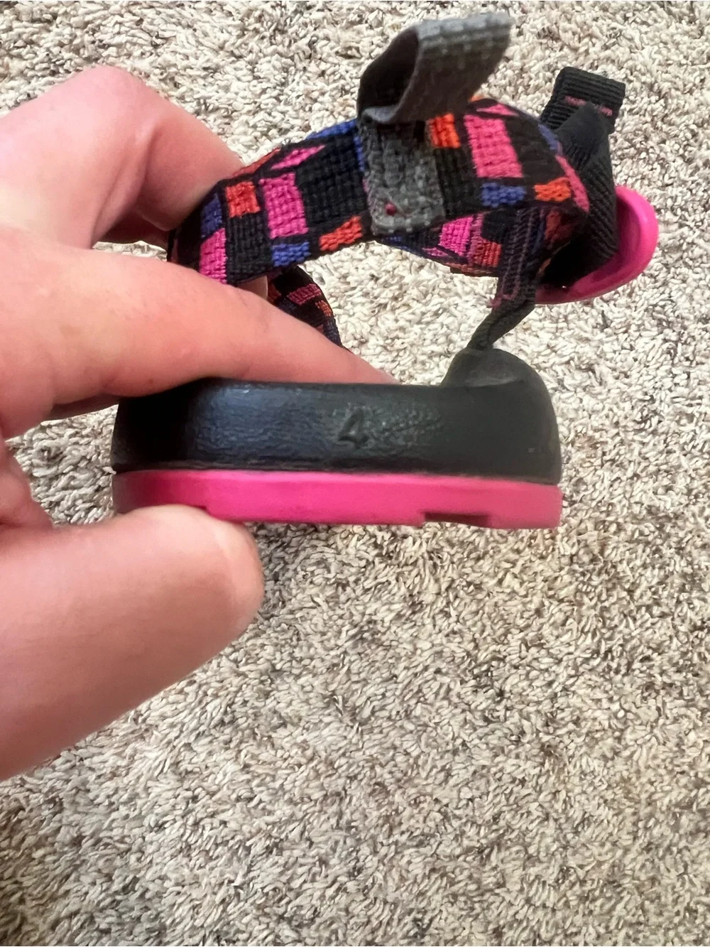 Chaco Kids Z/1 Classic Sandals Youth Size 4 Pink Geometric Sport Hiking